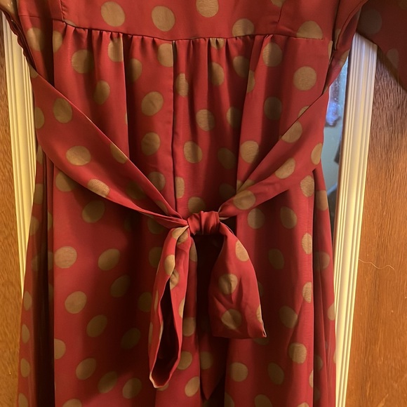 👗 Jonathan Martin dark red polka dotted dress with liner size 8 EUC - Picture 4 of 7